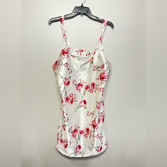 Sante Tops - Sante Floral Vintage Pink White Bow Granny Coquette Cottage Slip Dress Sz Large